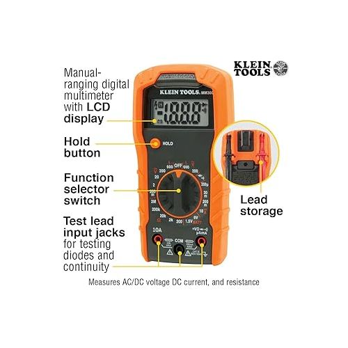  Klein Tools 69149P Electrical Test Kit with Digital Multimeter, Non-Contact Voltage Tester and Electrical Outlet Tester, Leads and Batteries