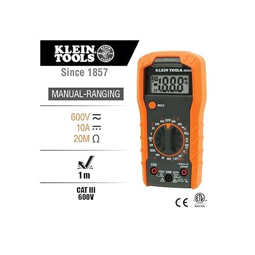  Klein Tools 69149P Electrical Test Kit with Digital Multimeter, Non-Contact Voltage Tester and Electrical Outlet Tester, Leads and Batteries