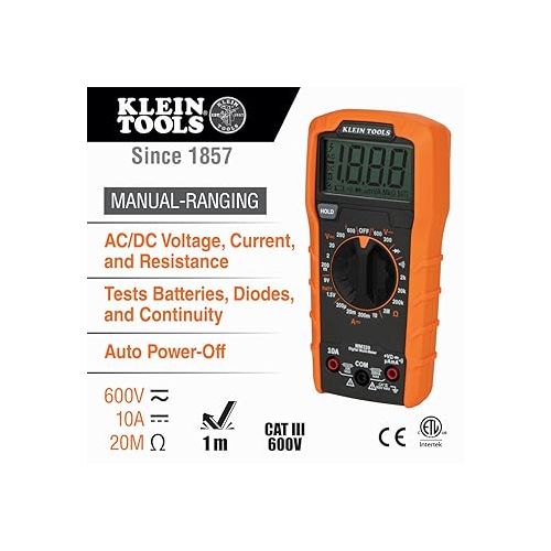  Klein Tools 69355 Digital Multimeter Premium Electrical Test Kit with Non-Contact Voltage Tester, Receptacle Tester, Test Leads