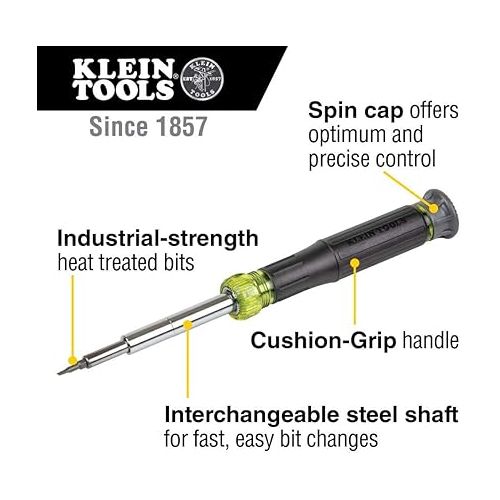  Klein Tools 32314 Electronic Screwdriver, 14-in-1 with 8 Precision Tips, Slotted, Phillips, and Tamperproof TORX Bits, 6 Precision Nut Drivers