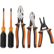 Klein Tools 94130 1000V Insulated Screwdriver Tool Set with #2 Phillips and 1/4-Inch Cabinet Slim Tips, 2 Pliers and Wire Stripper