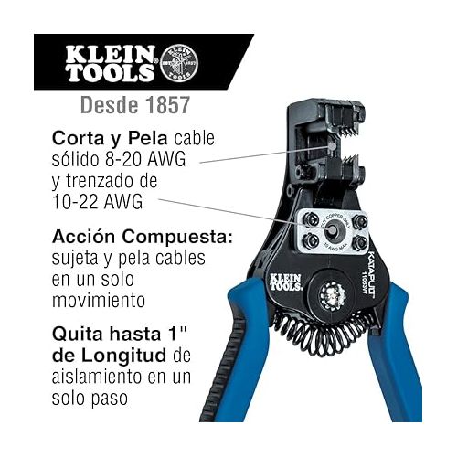  Klein Tools 11063W Wire Cutter / Wire Stripper, Heavy Duty Automatic Wire Stripper Tool for 8-20 AWG Solid and 10-22 AWG Stranded Electrical Wire