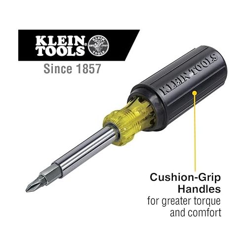  Klein Tools 32500 11-in-1 Screwdriver / Nut Driver Set, 8 Bits (Phillips, Slotted, Torx, Square), 3 Nut Driver Sizes, Cushion Grip Handle
