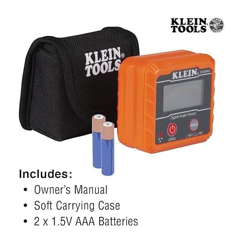  Klein Tools 935DAG Digital Electronic Level and Angle Gauge, Measures 0 - 90 and 0 - 180 Degree Ranges, Measures and Sets Angles