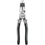 Klein Tools J2159CRTP Side Cutting Pliers, Made in USA, 9-Inch Journeyman High Leverage Hybrid Pliers with Crimper, Fish Tape Puller and Wire Stripper