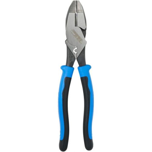  Klein Tools J2000-9NECRTP Side Cutter Linemans Pliers with Tape Pulling and Wire Crimping, High Leverage, 9-Inch