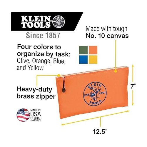 Klein Tools 80056 Tool Bag Storage Kit with Zipper Bag Stand-Up Tool Pouch and Canvas Tool Pouch, in Assorted Colors, 6-Piece