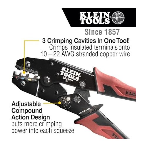  Klein Tools 80013 Wiring Tool Kit with Automatic Wire Stripper and Ratcheting Insulated Terminal Crimper, Great Electrical Tool Kit, 2-Piece