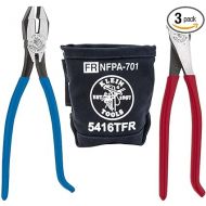 Klein Tools 80081 Pliers Kit, Ironworker's Diagonal Cutting Pliers, Heavy Duty Side Cutters and Flame Resistant Canvas Tool Bag, 3-Piece