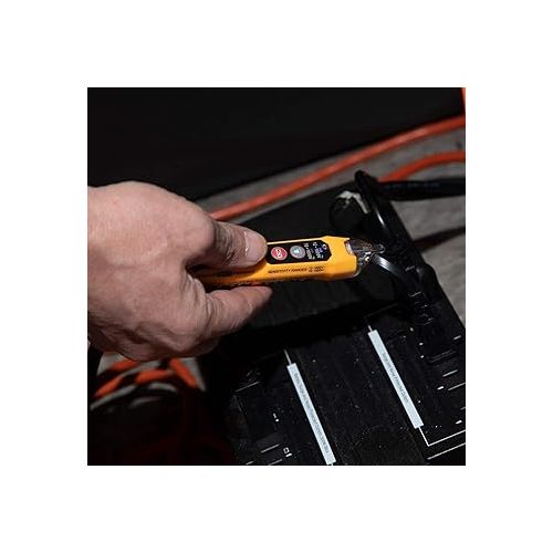  Klein Tools NCVT3P Dual Range Non Contact Voltage Tester, 12 - 1000V AC Pen, Flashlight, Audible and Flashing LED Alarms, Pocket Clip