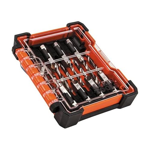  Klein Tools 32217 Drill Tap Tool Kit, 8-Piece, For Aluminum-Brass-Copper-Plastic-Mild Steel, Quick Connect Power Tools Compatible