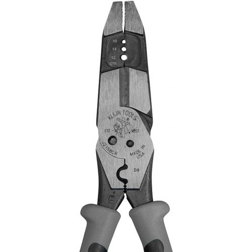  Klein Tools J215-8CR Multitool Pliers, Hybrid Multi Purpose Tool / Crimper, Wire Stripper, Bolt Shearing, Wire Grabbing, Twisting, Looping