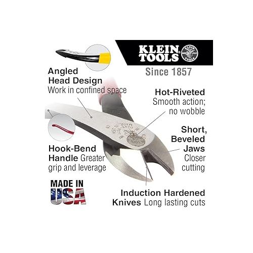  Klein Tools D248-9ST Pliers, Made in USA, Ironworker's Diagonal Cutting Pliers with High Leverage Design Works as Rebar Cutter and Rebar Bender, 9-Inch