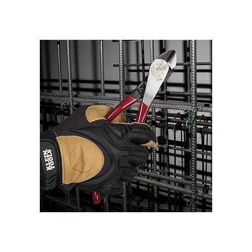  Klein Tools D248-9ST Pliers, Made in USA, Ironworker's Diagonal Cutting Pliers with High Leverage Design Works as Rebar Cutter and Rebar Bender, 9-Inch