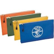 Klein Tools 5140 Canvas Zipper Bag, Tool Pouch, Tool Bag, Utility Bag, Bank Deposit Bag, 12.5 x 7-Inch, Olive/Orange/Blue/Yellow 4-Pack