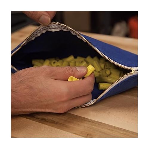  Klein Tools 5140 Canvas Zipper Bag, Tool Pouch, Tool Bag, Utility Bag, Bank Deposit Bag, 12.5 x 7-Inch, Olive/Orange/Blue/Yellow 4-Pack