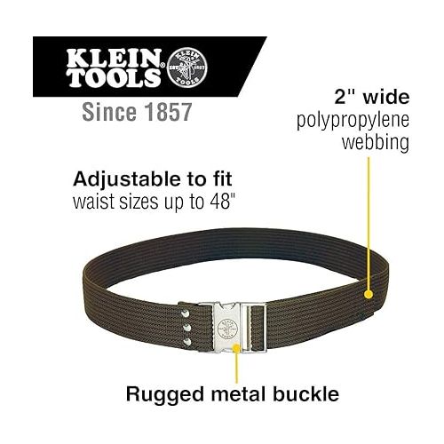  Klein Tools 5225 Tool Belt, Adjustable Electrician Belt is 2-Inch Wide, Adjusts for 48-Inch Waist