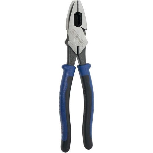  Klein Tools J213-9NE Side Cutter Linemans Pliers, Made in USA, High Leverage, 9-Inch, Streamlined Design, Color Coded