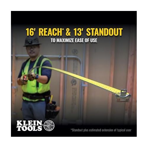  Klein Tools 9225 Tape Measure, Heavy-Duty Measuring Tape with 25-Foot Double-Hook Double-Sided Nylon Reinforced Blade, with Metal Belt Clip