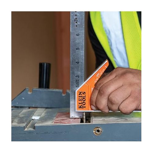  Klein Tools 935CSEL Combination Square Ruler for Electricians and Carpenters, Stainless Steel Double Sided Ruler, Bubble Level, Magnetic