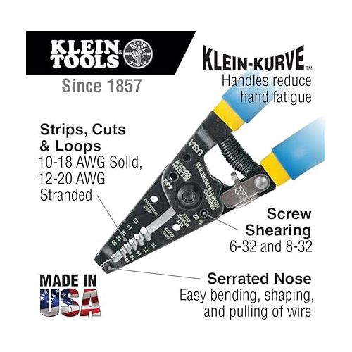  Klein Tools 11055 Wire Cutter and Wire Stripper, Made in Usa, Stranded Wire Cutter, Solid Wire Cutter, Cuts Copper Wire