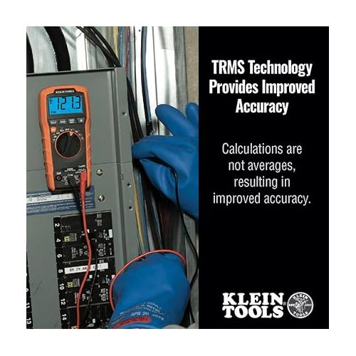  Klein Tools MM420 Digital Multimeter, Auto-Ranging TRMS Multimeter, 600V AC/DC Voltage, 10A AC/DC Current, 50 MOhms Resistance