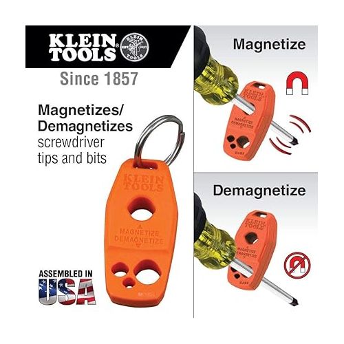  Klein Tools MAG2 Demagnetizer / Magnetizer for Screwdriver Bits and Tips, Makes Tools Magnetic with Powerful Rare-Earth Magnet