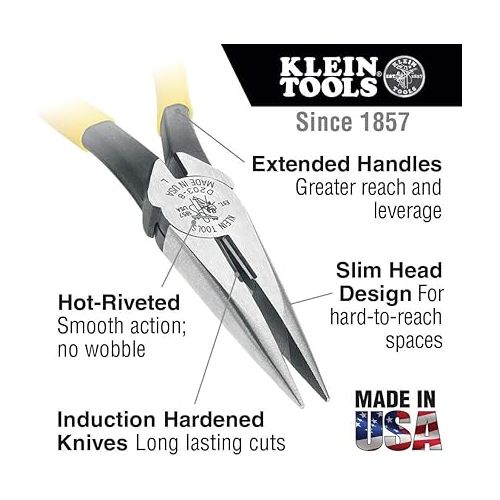 Klein Tools 80020 Tool Set with Lineman's Pliers, Made in USA, Diagonal Cutters, and Long Nose Pliers, with Induction Hardened Knives, 3-Piece