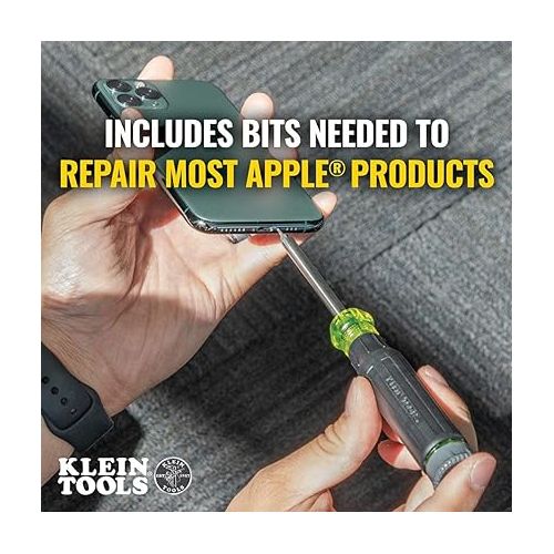  Klein Tools 32328 Precision Screwdriver, 27-in-1 Multi-Bit Screwdriver, Bits for Apple Product Repair, Rare-Earth Magnet, Electronic Repair