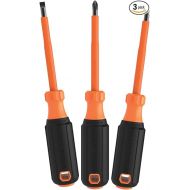 Klein Tools 85073INS Insulated Screwdriver Set features 1000V Phillips, Slotted and Square Tips, Cushion Grip Handles, 3-Piece