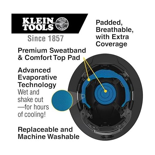  Klein Tools 60347 Hard Hat, Vented Full Brim, Class C, Premium KARBN Pattern, Rechargeable Lamp, Padded Sweat-Wicking Sweatband, Top Pad