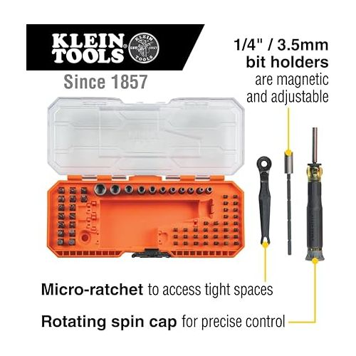  Klein Tools 32787 64-Piece Micro-Ratchet Bit Precision Driver Set with Modular Case, Magnetic, Precision, Standard Bits and Nut Drivers
