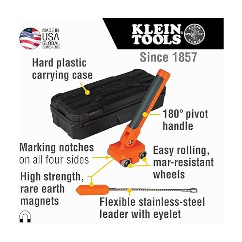  Klein Tools 50611 Magnetic Wire Puller, Pulls Electrical Wire Behind Walls/Tight Spaces, Stainless-Steel Leader, Cable Pulling, Rare Magnet