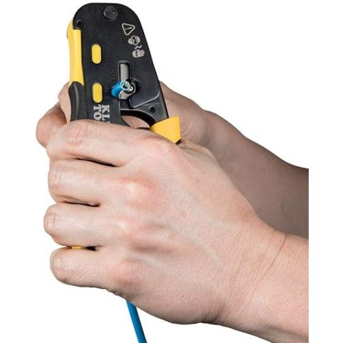  Klein Tools VDV226-110 Ratcheting Modular Data Cable Crimper / Wire Stripper / Wire Cutter for RJ11/RJ12 Standard, RJ45 Pass-Thru Connectors