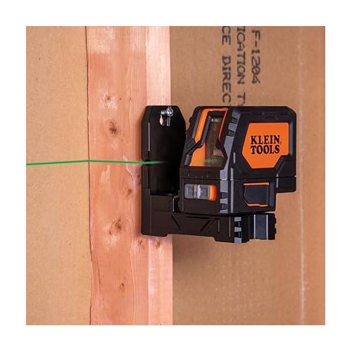  Klein Tools 93LCLGR Self-Leveling Laser Level, Rechargeable, Cross-Line Level with Bright Green Lines, Red Plumb, Magnetic Mounting Clamp