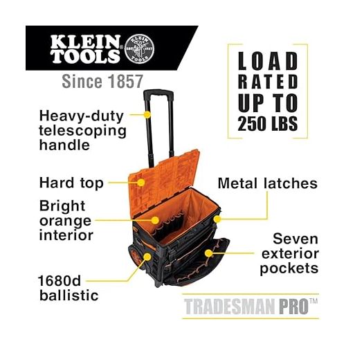  Klein Tools 55473RTB Rolling Tool Bag, Tradesman Pro Tool Master, 250lbs Load Rated