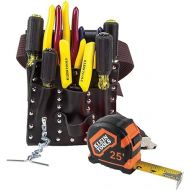 Klein Tools 5300 Tool Set, Electrician Tool Kit has 4 Screwdrivers, 4 Pliers, Tape Measure, Stripper, Tool Pouch, Tool Belt, 12-Piece