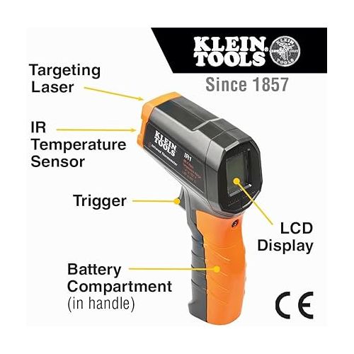  Klein Tools IR1 Infrared Thermometer, Digital Laser Gun is Non-Contact Thermometer with a Temperature Range -4 to 752-Degree Fahrenheit