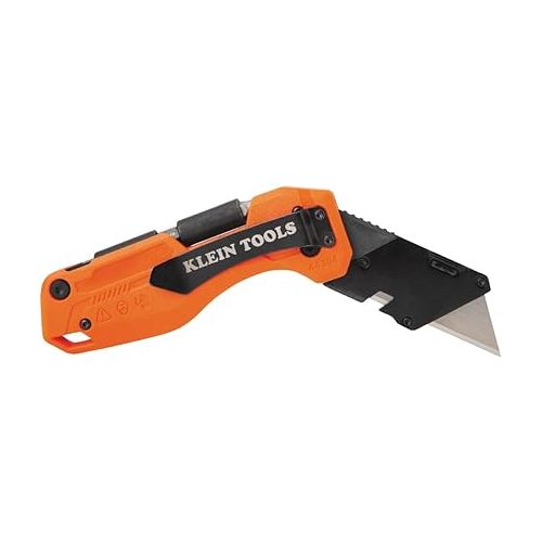  Klein Tools 44304 Folding FLICKBLADE Utility Knife, Compact, Removable Impact Driver, 1/4-Inch Nut Driver and #2 Phillips Bit