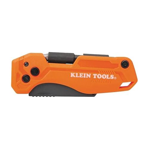  Klein Tools 44304 Folding FLICKBLADE Utility Knife, Compact, Removable Impact Driver, 1/4-Inch Nut Driver and #2 Phillips Bit