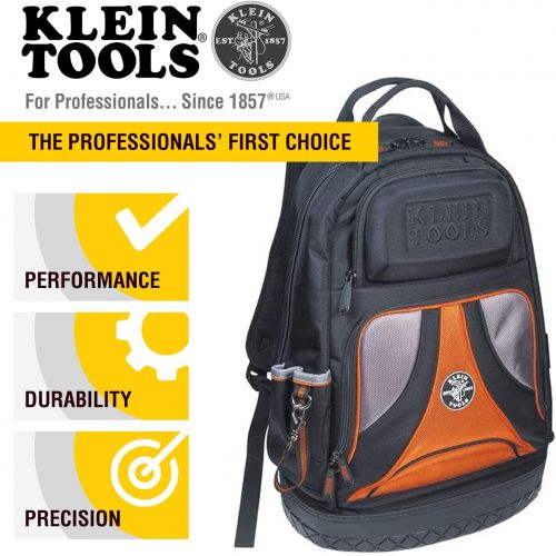  Klein Tools 55421BP-14 Backpack, Multi Tool Bag and Tool Carrier, Heavy Duty Tradesman Pro Organizer with 39 Pockets and Molded Base