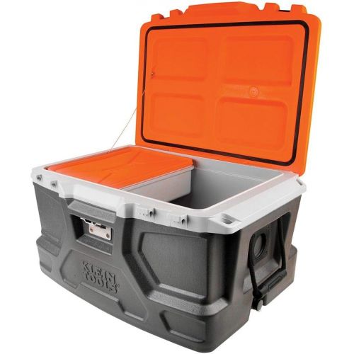  Klein Tools 55650 Lunch Box / Cooler, 48 Qt Insulated Cooler, Holds 72 Cans, Keeps Cool 30 Hours, Seats 300 Lb, Tradesman Pro Tough Box