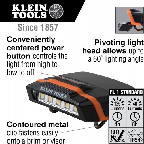  Klein Tools 56402 LED Light, Cap Visor Clip Light has Pivoting Head, 2xAAA Batteries, for Work, Running, Outdoor Hiking, Camping, Fishing