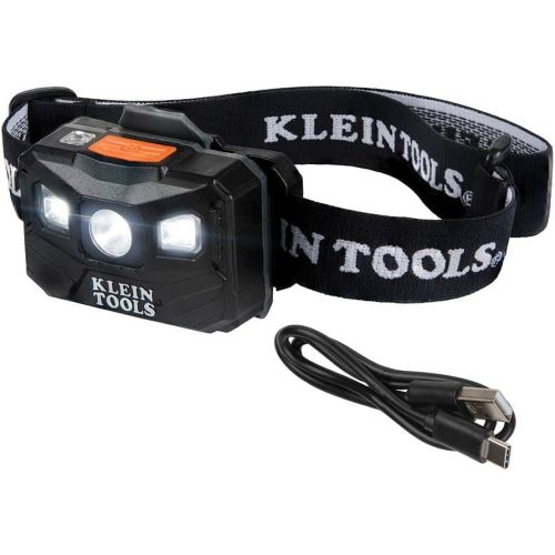  Klein Tools 56048 Rechargeable Auto-Off LED Headlamp, Adjustable Fabric Strap, 400 lms, All-Day Runtime, for Work, Running, Outdoor Hiking