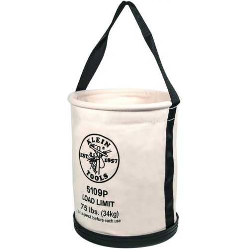  [아마존베스트]Klein Tools 5109P Wide Straight Wall Bucket with Pocket made of No. 6 Canvas and Black Polypropylene Bottom, Beige|Natural