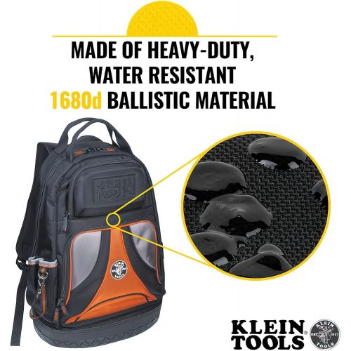  [아마존베스트]Klein Tools 55421BP-14 Tool Bag Backpack, Heavy Duty Tradesman Pro Tool Organizer / Tool Carrier with 39 Pockets and Molded Base