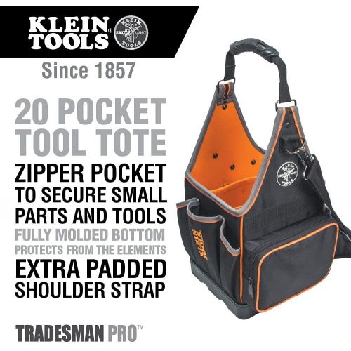  [아마존베스트]Klein Tools 554158-14 Tradesman Pro Tote with 20 Pockets Made of 1680d Ballistic Weave and a Fully Molded Bottom, 8-Inch