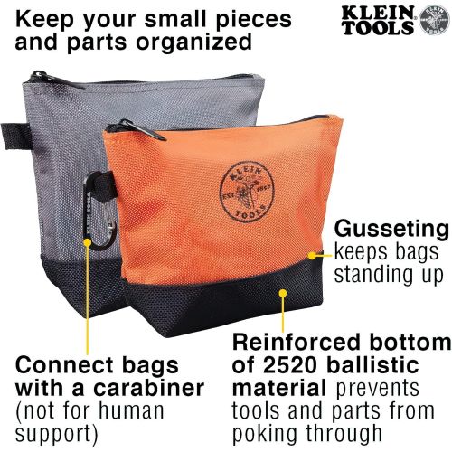  [아마존베스트]Klein Tools 55470 Utility Bag, Stand-Up Zipper Tool Bags in Orange/Black, Gray/Black, 2-Pack