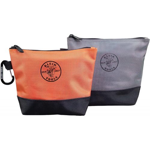  [아마존베스트]Klein Tools 55470 Utility Bag, Stand-Up Zipper Tool Bags in Orange/Black, Gray/Black, 2-Pack