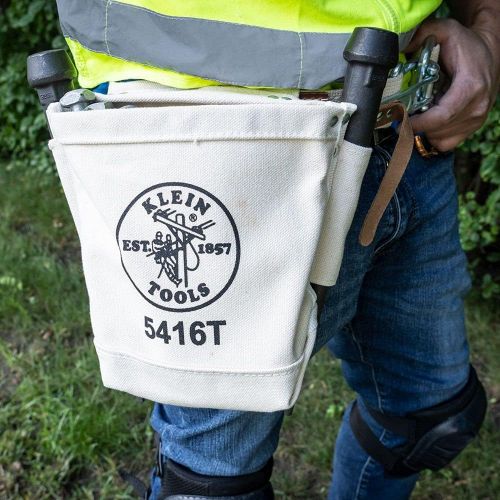  [아마존베스트]Klein Tools 5416T Tool Bag, Bull-Pin and Bolt Pouch, No. 4 Canvas with Tunnel Connection, 5 x 10 x 9-Inch